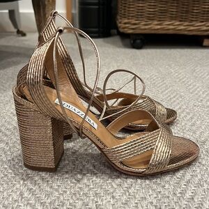 Aquazzura Ari 85 metallic leather sandals 36.5 NWOT